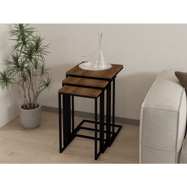 HANAH HOME Set stolova Pino, braon/crna - 835PUQ2904