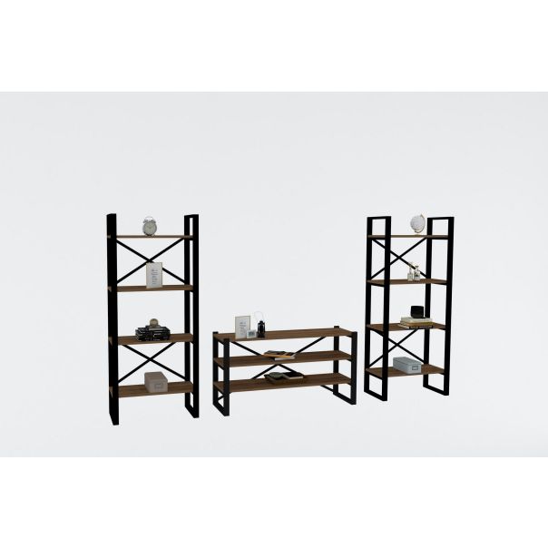 HANAH HOME TV komoda i police Egzotik, braon/crna - 835PUQ3011