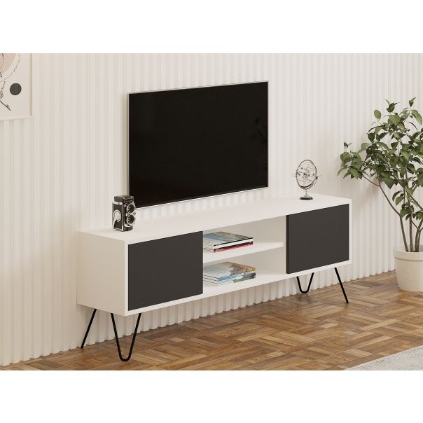 HANAH HOME TV komoda Hare, belo/crna - 835PUQ3061