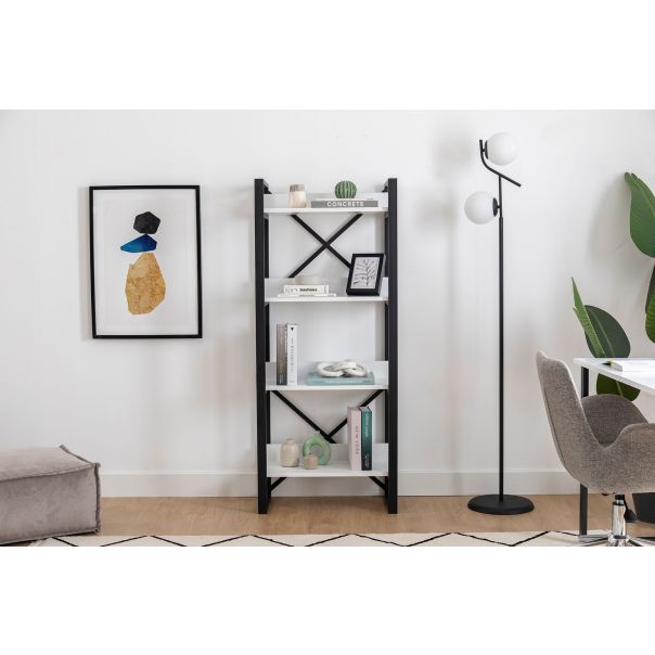 HANAH HOME Polica za knjige Adisa, bela/crna - 835PUQ3609