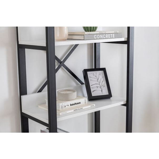 HANAH HOME Polica za knjige Adisa, bela/crna - 835PUQ3609