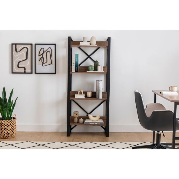 HANAH HOME Polica za knjige Adisa, braon/crna - 835PUQ3610