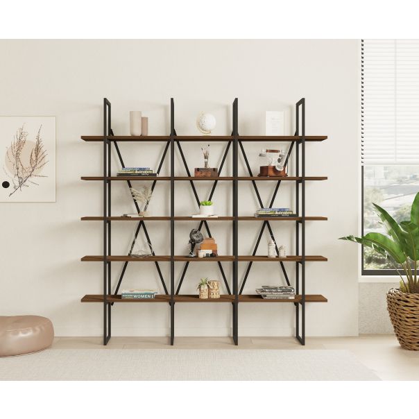 HANAH HOME Polica za knjige Beylerbeyi, braon/antracit - 835PUQ3626