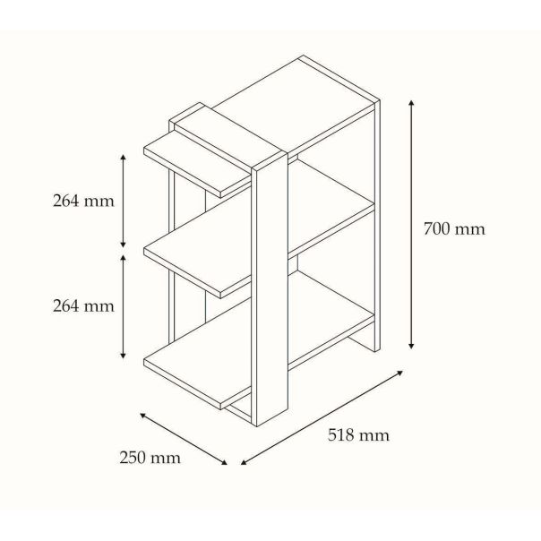 HANAH HOME Polica za knjige Gaye, bela/braon - 835PUQ3635