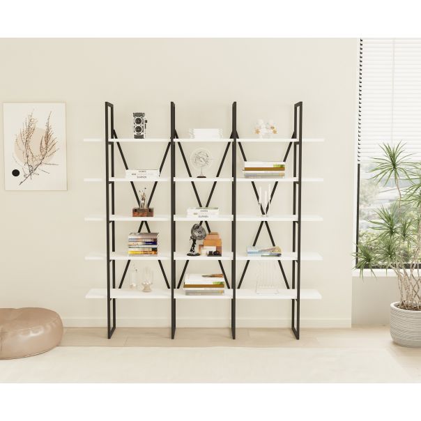 HANAH HOME Polica za knjige Beylerbeyi, bela/antracit - 835PUQ3651