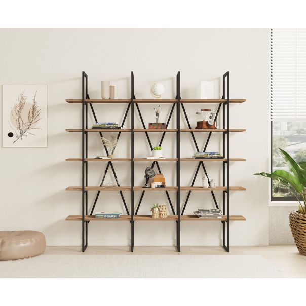 HANAH HOME Polica za knjige Beylerbeyi, braon/antracit - 835PUQ3652