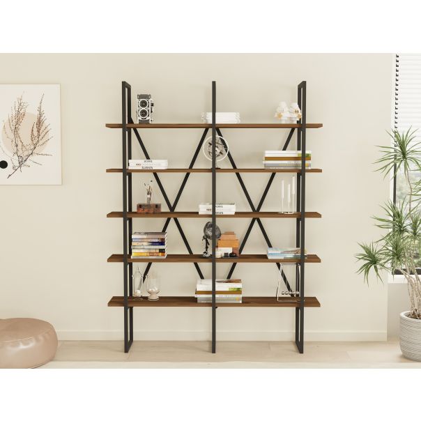 HANAH HOME Polica za knjige Burgaz, braon/antracit - 835PUQ3659