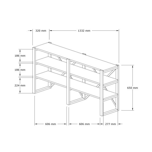 HANAH HOME Polica za knjige Milas, braon/crna - 835PUQ3662