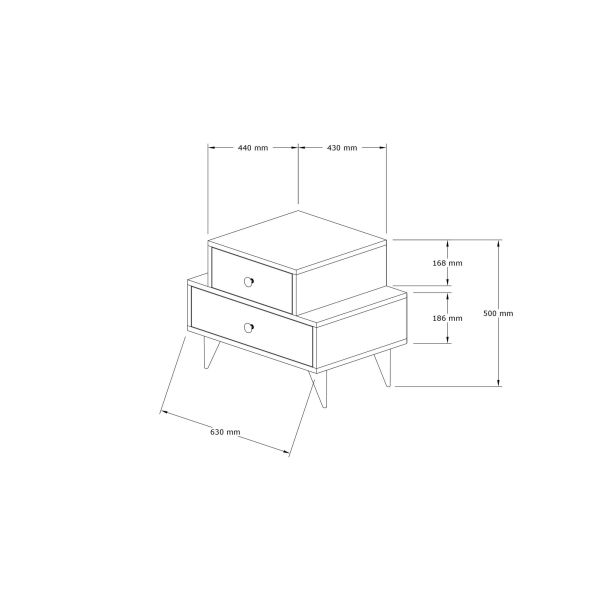 HANAH HOME Noćni ormarić Mise, bela/braon - 835PUQ5040