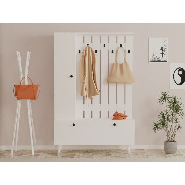 HANAH HOME Ormar za predsoblje sa čivilukom Lala, bela - 835PUQ5042