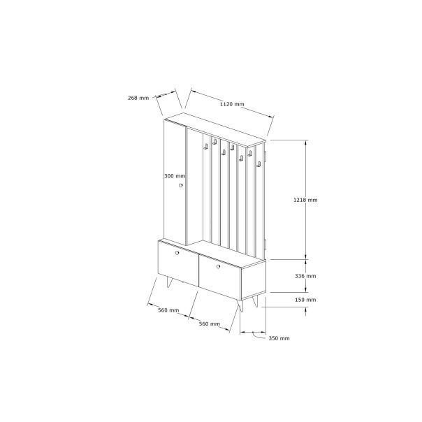 HANAH HOME Ormar za predsoblje sa čivilukom Lala, bela - 835PUQ5042
