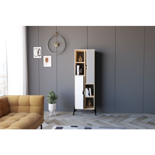 HANAH HOME Polica za knjige Sorrento, krem/bela - 835PUQ5307