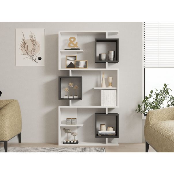 HANAH HOME Polica za knjige Icardi, bela/antracit - 835PUQ5317
