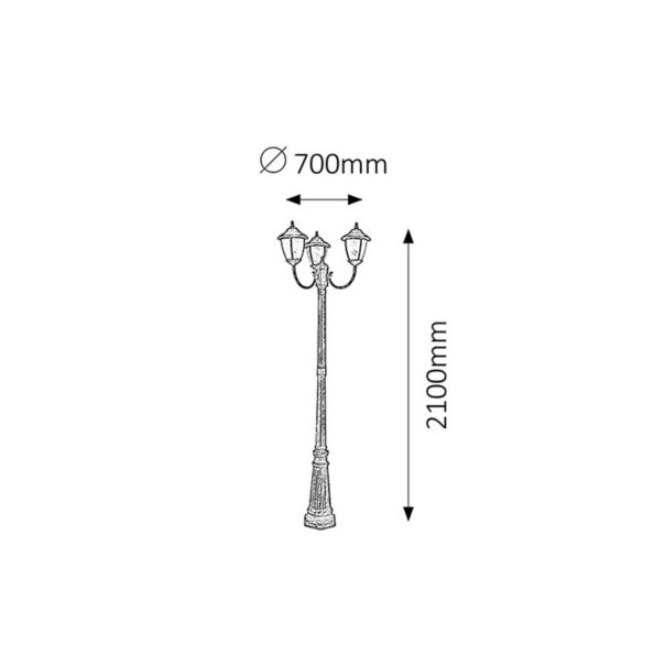 Rabalux Spoljna podna rasveta Madrid E27 3x MAX 60W antično zlato (8379) - 8379