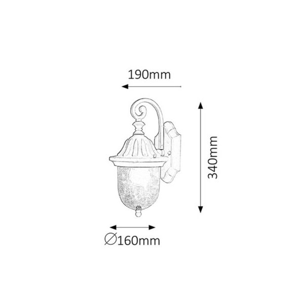 Rabalux Spoljna zidna rasveta Sydney E27 1x MAX 60W antično zlato (8388) - 8388