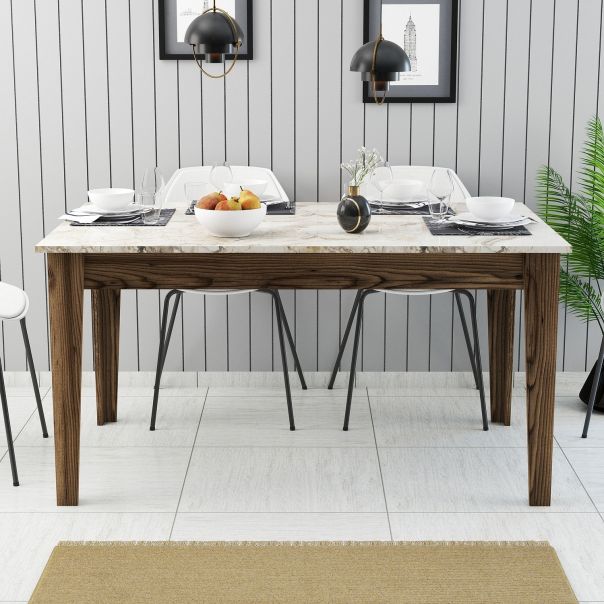 HANAH HOME Trpezarijski sto Milan 515, braon/bela - 845HCT1403