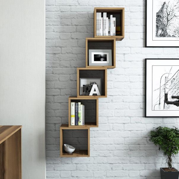 HANAH HOME Zidna polica Box 5/1, braon - 845HCT1609