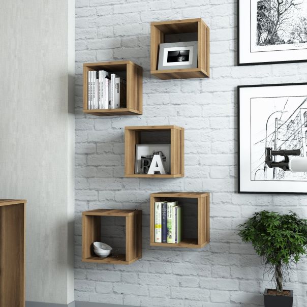 HANAH HOME Zidna polica Box 5/1, braon - 845HCT1609