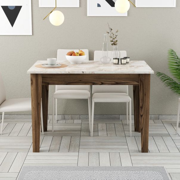 HANAH HOME Trpezarijski sto Kiev 506, braon/bela - 845HCT2103
