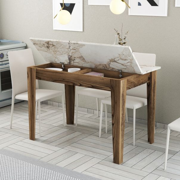 HANAH HOME Trpezarijski sto Kiev 506, braon/bela - 845HCT2103