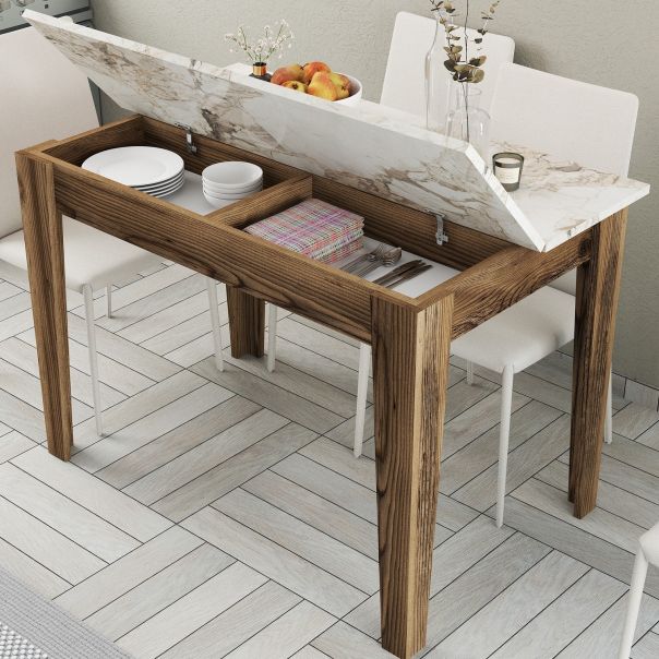 HANAH HOME Trpezarijski sto Kiev 506, braon/bela - 845HCT2103