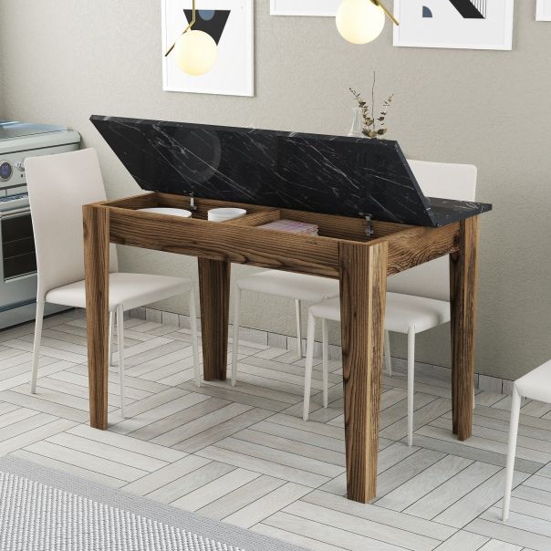 HANAH HOME Trpezarijski sto Kiev 509, braon/crna - 845HCT2106
