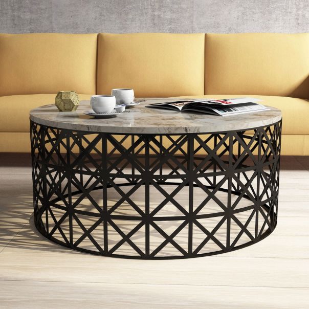 HANAH HOME Klub sto Selin, bela/crna - 845HCT2864