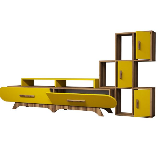 HANAH HOME TV komoda Flora S, braon/žuta - 845HCT3036