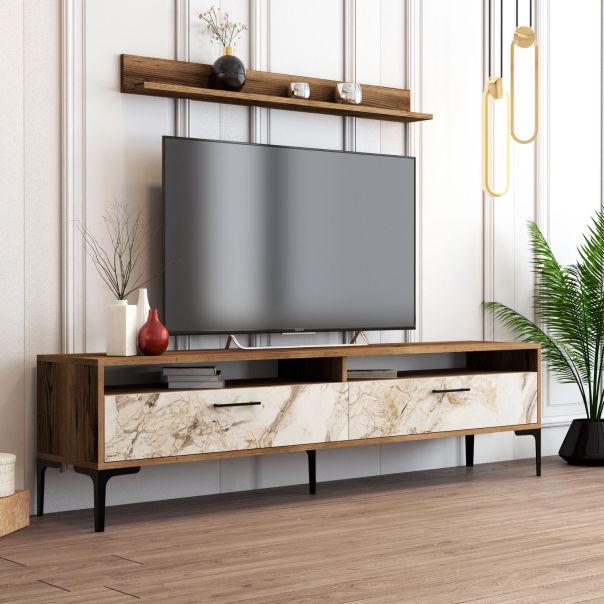 HANAH HOME TV komoda Istanbul, braon/bela - 845HCT3097