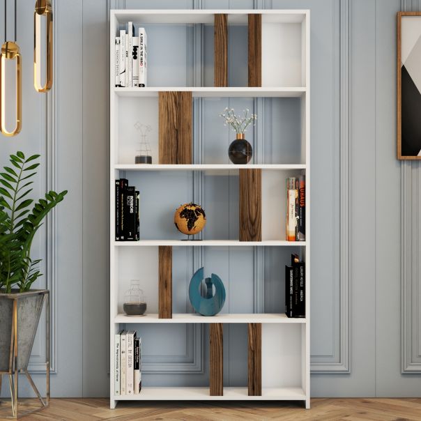 HANAH HOME Polica za knjige Lima, bela/braon - 845HCT3637