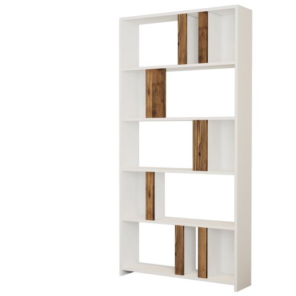 HANAH HOME Polica za knjige Lima, bela/braon - 845HCT3637