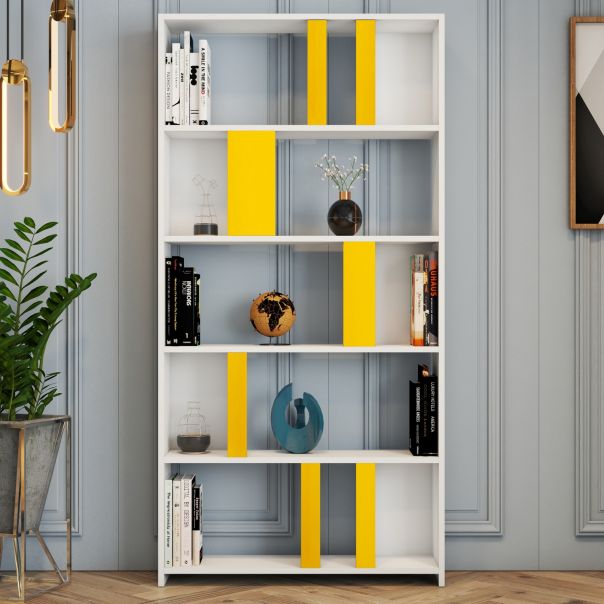 HANAH HOME Polica za knjige Lima, bela/žuta - 845HCT3639