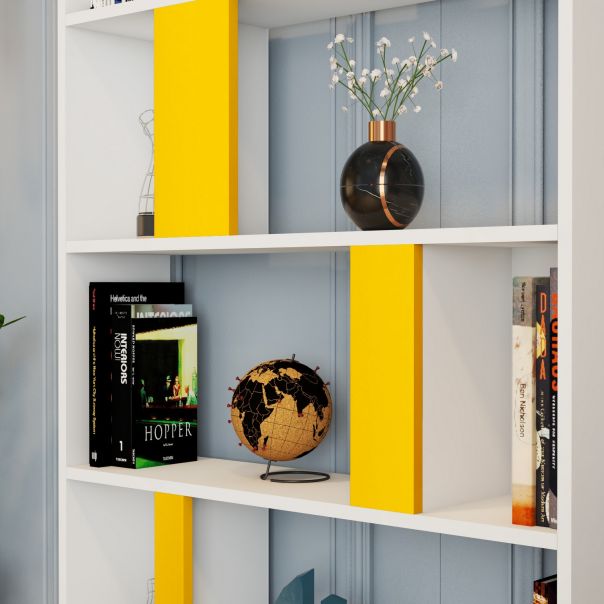 HANAH HOME Polica za knjige Lima, bela/žuta - 845HCT3639