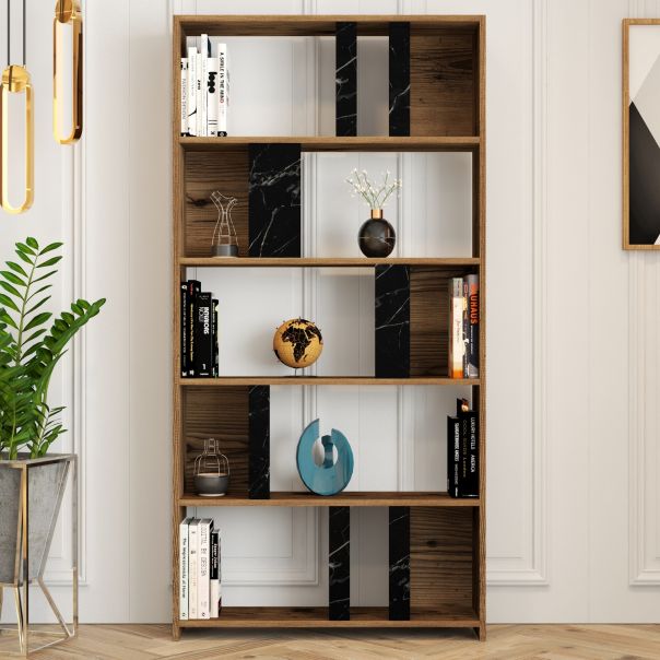 HANAH HOME Polica za knjige Lima, braon/crna - 845HCT3641