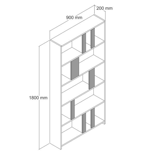 HANAH HOME Polica za knjige Lima, braon/crna - 845HCT3641