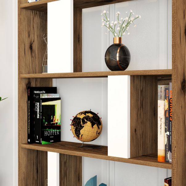 HANAH HOME Polica za knjige Lima, braon/bela - 845HCT3642