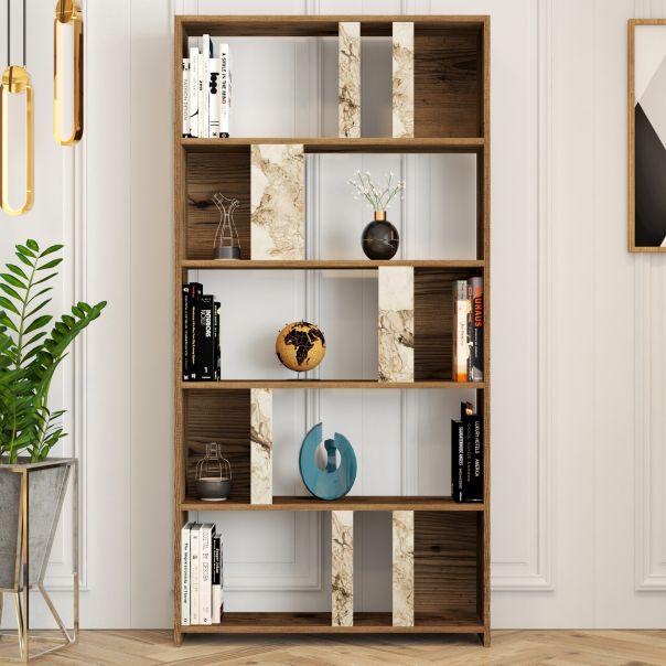 HANAH HOME Polica za knjige Lima, braon/bela - 845HCT3644