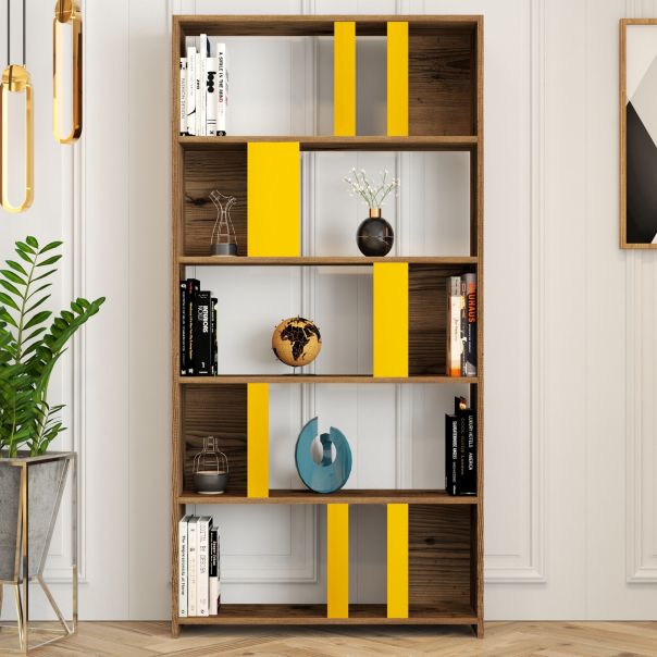 HANAH HOME Polica za knjige Lima, braon/žuta - 845HCT3645