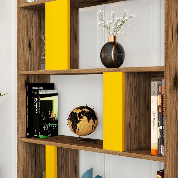 HANAH HOME Polica za knjige Lima, braon/žuta - 845HCT3645