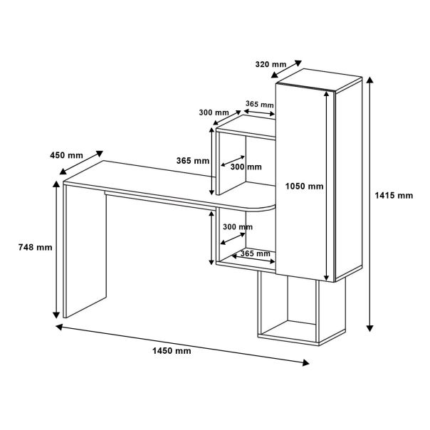 HANAH HOME Radni sto sa policama  Açelya, bela/žuta - EP2800812