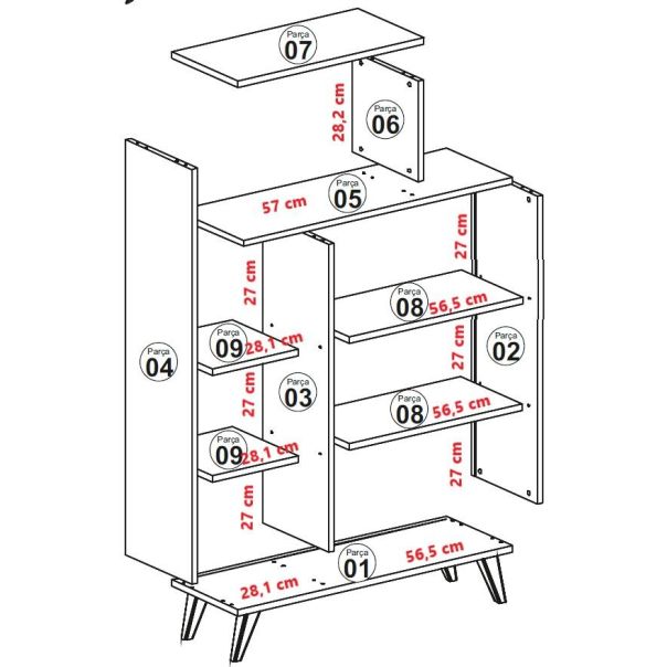HANAH HOME Polica za knjige Form, braon/krem - 845HCT3903