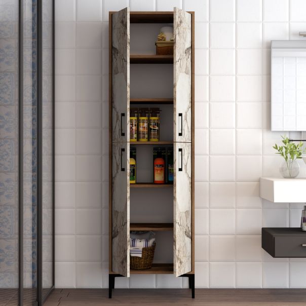 HANAH HANAH HOME Kupatilski ormar Berlin A, braon/bela mermerna - EP2799538