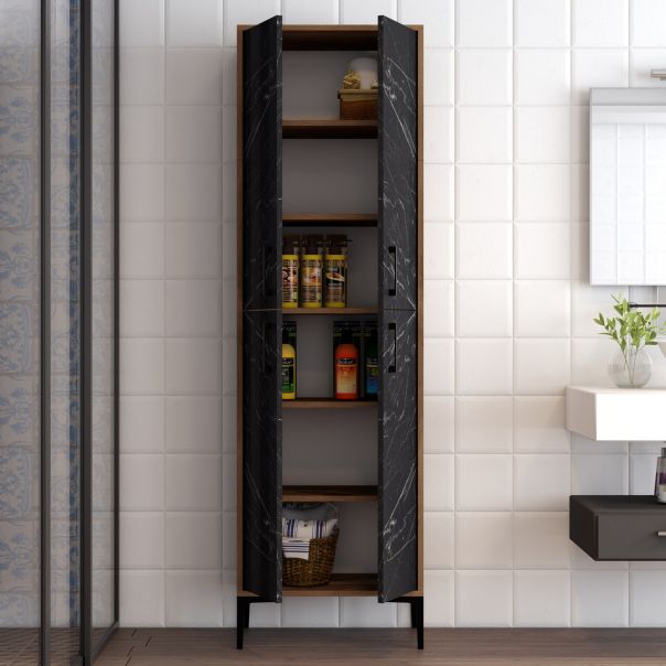 HANAH HANAH HOME Kupatilski ormar Berlin A, braon/crna mermerna - EP2799532