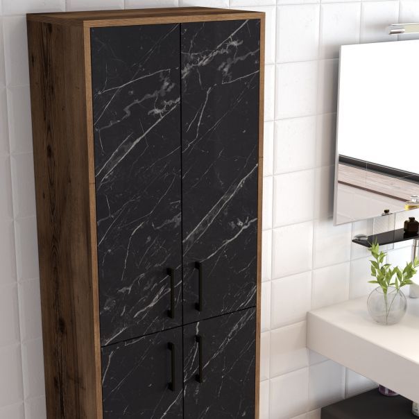HANAH HANAH HOME Kupatilski ormar Berlin A, braon/crna mermerna - EP2799532