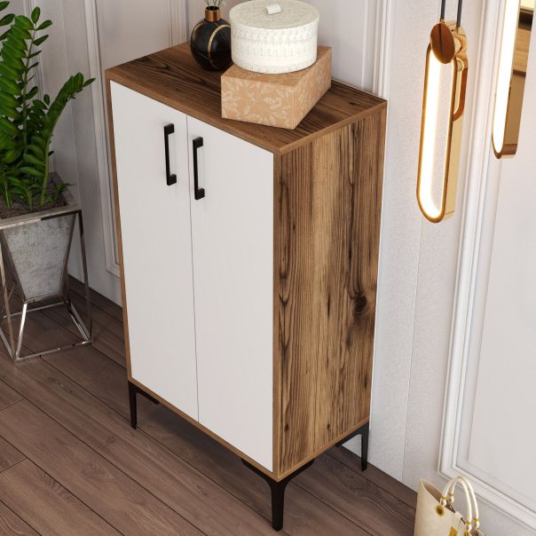 HANAH HOME Cipelarnik Prag, braon/bela - 845HCT4108