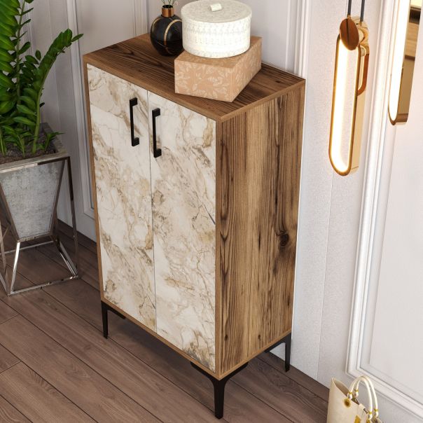 HANAH HOME Cipelarnik Prag, braon/bela - 845HCT4111