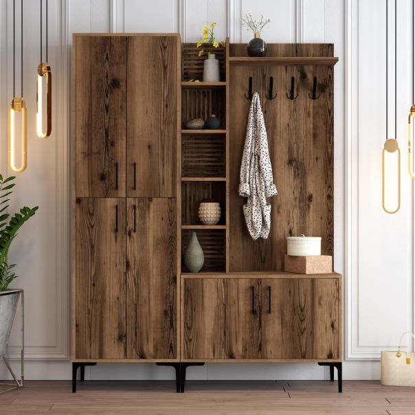 HANAH HOME Ormar za predsoblje sa čivilukom Viyana DA, braon - EP2799571