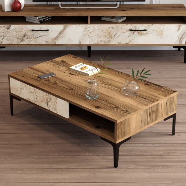 HANAH HOME Klub sto Istanbul, braon/bela - 845HCT5267