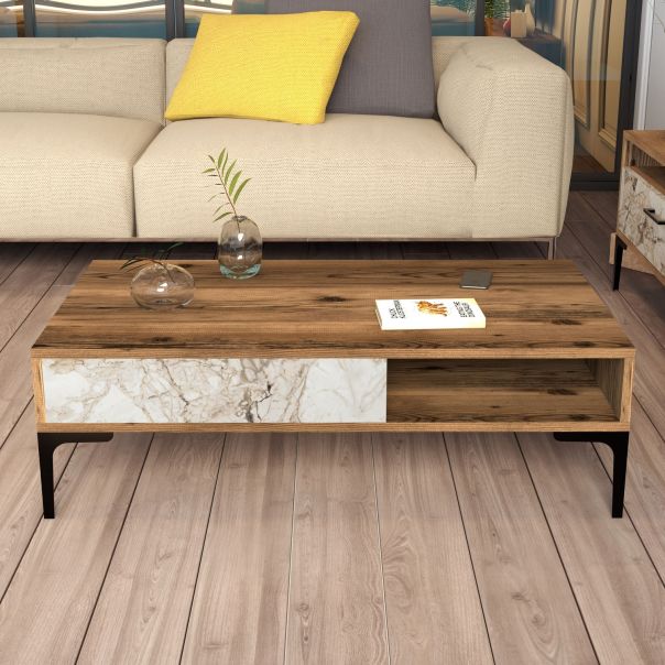HANAH HOME Klub sto Istanbul, braon/bela - 845HCT5267