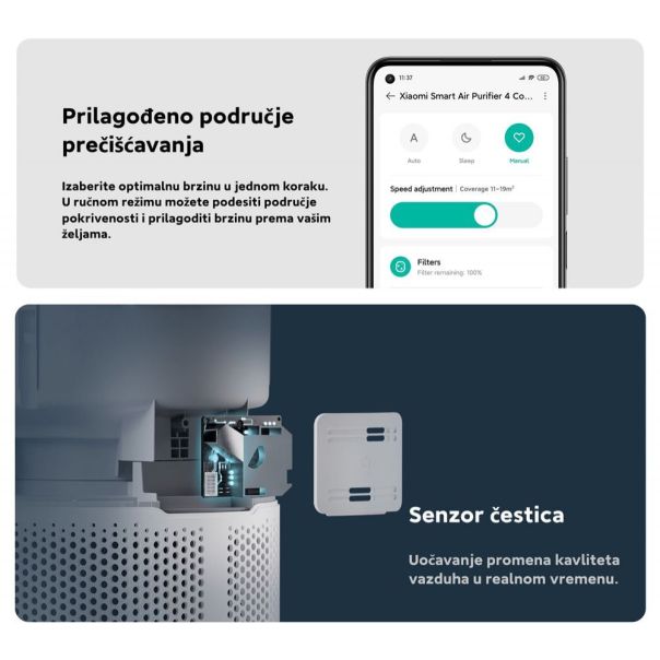 Xiaomi Smart Air Purifier 4 Compact prečišćivač vazduha Beli - EP3027676
